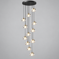 Lustre suspendu élégant en verre pour hall d'hôtel, villa, plafond haut – Prix usine de gros