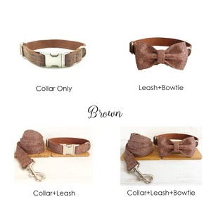 Personalized Engraved Handmade Pink/Blue Dog Bow <b>Tie</b> Set Collar and Lead Option Available - Product Image 5