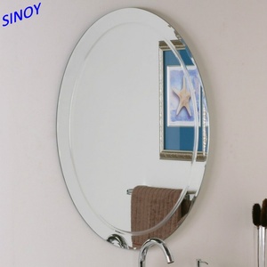 Modern <b>Asymmetrical</b> Frameless Accent <b>Mirror</b> Tempered Round & Oval Pattern for Dressing for Living Room Entryway Bedroom - Product Image 1
