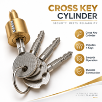 Cylindre de serrure à clé croisée en métal, 4 clés incluses, rotation fluide, structure stable, pour cadenas