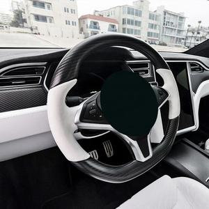 Pièces de course pour voitures, housse de volant de voiture en fibre de carbone, volant classique, volant électrique pour <span class=keywords><strong>Tesla</strong></span> <span class=keywords><strong>Model</strong></span> S - Product Image 5