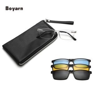 Boyarn Factory <span class=keywords><strong>Clip</strong></span> <span class=keywords><strong>magnético</strong></span> en montura de <span class=keywords><strong>gafas</strong></span> hombres Marco de prescripción óptica anteojos hombres rectángulo polarizado <span class=keywords><strong>Clip</strong></span> <span class=keywords><strong>gafas</strong></span> de sol - Product Image 4