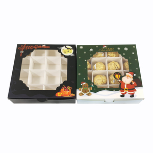 Emballage de dessert pour le thème de noël, Halloween, 16 trous inclus, boîte <span class=keywords><strong>à</strong></span> <span class=keywords><strong>clapet</strong></span> avec fenêtre transparente, nouveauté - Product Image 1