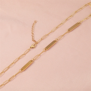 Collana con Ciondolo a Barra Lunga Personalizzabile in Acciaio Inossidabile Placcato Oro 18k, Impermeabile, per Incisione Laser Fai-da-Te - Product Image 2