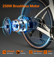 Bicicleta de Carretera Eléctrica Premium de Fibra de Carbono 700C*35C con Batería Oculta, Horquilla de Carbono, 250W, Bicicleta de Alta Gama para Desplazamientos, Súper Ligera