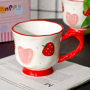 Wholesale Underglaze Painted Relief <b>Ceramic</b> Cups Home and Office <b>Mugs</b> Cute Hand-painted Highball Cups - Product Image 3