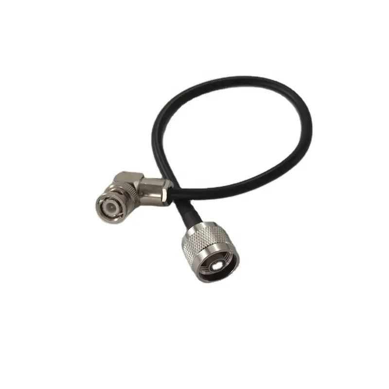 Rg58 Rf Coaxiale Kabel Jumper Montage Met Bnc Mannelijke Haakse Klem Connector Naar N Type Mannelijke Crimp Connector