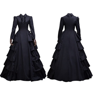 Vestido Victoriano de Animación de Vanguardia, Negro, Manga Larga, Disfraz de Reina Gótica, Vestido de Fiesta de Halloween para Mujer Adulta - Product Image 2