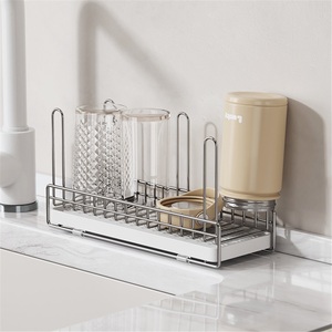 Soporte para toallas de acero inoxidable 304, estante de cocina de pie, moderno, de alto valor, con almacenamiento invertido y escurridor. - Product Image 1