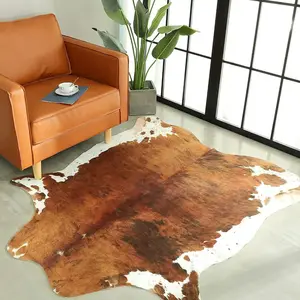 中国工厂批发高档牛皮地毯真正的人造牛皮牛皮地毯装饰