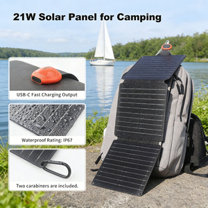 Panneau solaire compact pliable 21W 22% Alecter, étanche IP67, 13 cellules, noir, pour téléphones, charge efficace n'importe où - Product Image 5