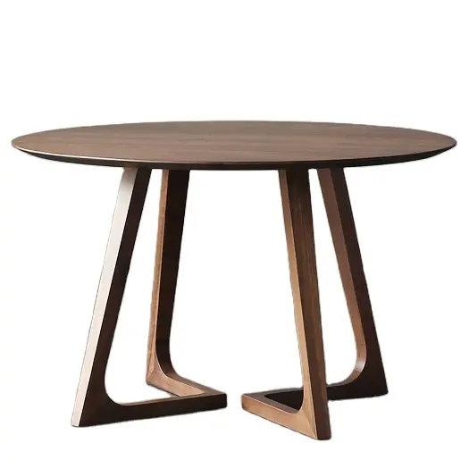 יצרן סיטונאי ריהוט חדר אוכל מסעדה עץ מלא רגל שולחן שולחן אוכל עגול ריהוט בית מודרני KSD09