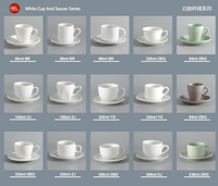 Vente en gros de vaisselle personnalisée de 200 ml, tasse à thé et à café blanche, tasse et soucoupe en céramique de porcelaine de luxe en relief