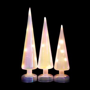 2025 populaire 3 pièces ensemble noël lumières décoratives verre arbre <span class=keywords><strong>table</strong></span> pièce maîtresse décoration - Product Image 1