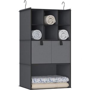 Hanging Closet Storage Organizer with Multiple Grids 5 <b>Drawers</b> and <b>6</b> Side Pockets Wardrobe Organizer for Baby Clothing - Product Image 1