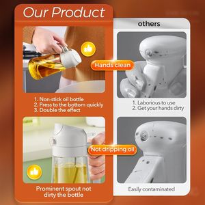 Rociador de Aceite de Oliva de Vidrio de 16oz/470ml para Cocinar con Pegatinas, Dispensador 2 en 1, Utensilios de Cocina, Botella de Spray de Grado Alimenticio Premium - Product Image 6