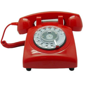 Téléphone mural rotatif vintage rétro rouge de 30 ans avec sonnerie classique - Product Image 1