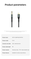 Kabel Audio Aux Profesional CL-6L Nylon Braided Male-Female 3.5mm ke Type-C untuk Komputer, Radio Mobil & Laptop