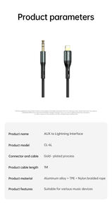 <span class=keywords><strong>สาย</strong></span>เคเบิลเสียงแบบมี<span class=keywords><strong>สาย</strong></span>ถักไนลอน CL-6L สำหรับมืออาชีพ แบบตัวผู้-ตัวเมีย ขนาด <span class=keywords><strong>3.5</strong></span> มม. ถึง Type-C สำหรับใช้กับคอมพิวเตอร์ วิทยุในรถยนต์ และแล็ปท็อป - Product Image 5