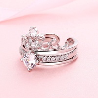Noble Open Style Brillant Zircon Laiton Anneau Femmes Bijoux En Gros