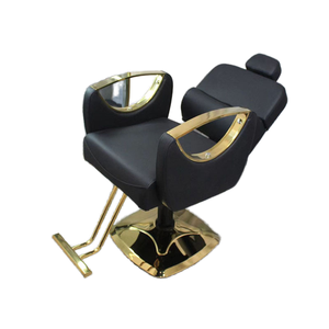 Fauteuil de Barbier et de Salon de Beauté Réglable et Durable en Cuir Synthétique Or/Argent avec Pédale – Produit de Qualité en Promotion - Product Image 1