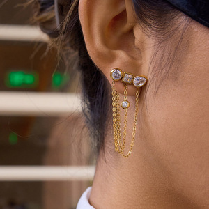 Pendientes de Araña con Borlas de Circones Blancos de Acero Inoxidable, Diseño Geométrico, Joyería para Fiestas - Product Image 3