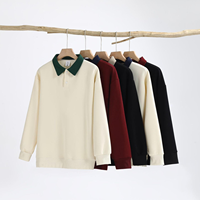 Sweat-shirt polo personnalisé surdimensionné en coton et polyester, couleur assortie, 320 g/m², sport et loisirs, manches longues, pour homme