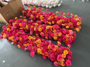 W-FR008 <strong>Wedding</strong> Long Table Runner Flower Colorful Rose Artificial Flower Aisle Runner for Events Party Decoration - Product Image 4