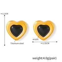 Juego de Joyería de Fábrica al por Mayor para Fiestas, Collar y Aretes de Acero de Titanio con Forma de Corazón Negro
