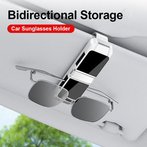 Aksesori Interior mobil klip berkepala ganda, pemegang cermin pelindung matahari dengan pengatur kartu tiket klip kacamata ABS - Product Image 3