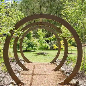 Porte de jardin extérieure en acier <span class=keywords><strong>Corten</strong></span> Décoration de paysage Porte de lune en métal - Product Image 3