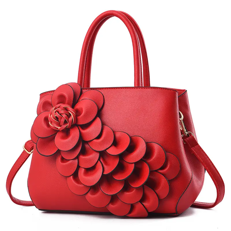 2022 SN Luxury PU Leather China Fashion Hand Bag 3D Flower Lady Work Out Shoulder Bags