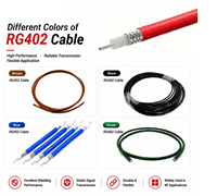 Câble coaxial RF semi-flexible 50 ohms RG402 RG141, gaine FEP de 0,141 pouce, câble haute fréquence 18 GHz en noir, vert, bleu et rouge