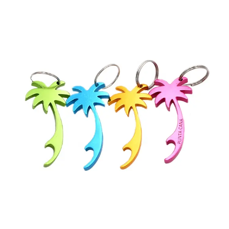 Nhà Máy Bán Buôn 6.9Cm Nhôm Palm Tree Shaped Bottle Opener Key Chain Với Vòng Chìa Khóa