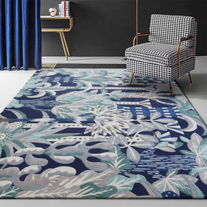 Decoración de interiores de alta gama, sala de estar hecha a mano, alfombra de seda y lana suave de lujo gris para villa - Product Image 4