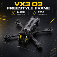 FlyFishRC Volador VX3 O3 Châssis FPV Freestyle de 3 pouces en fibre de carbone T700, cadre X compressé, bras de 144 mm 3,5 mm, support caméra HD VTX