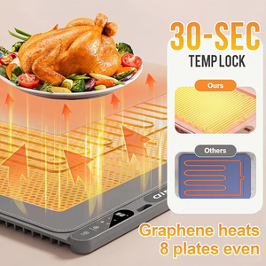 32X15 Inch Extra Large Food Warming Mat, Fast Heating, 7 Temp 8 Timer, Child Lock, Portable Electric Heater for Buffet <b>Dinner</b> - Product Image 4