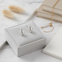 Apsvo Boucles d'oreilles créoles épaisses plaquées argent pour femmes, créoles ouvertes légères en forme de goutte d'eau, boucles d'oreilles hypoallergéniques