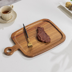 Acacia Wood Steak <b>Plate</b> Rectangle Solid Wood Cutting Board Restaurant Use With Double Hanging Holes - Product Image 2