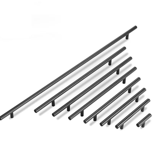 Tiradores Modernos para Armarios de Dormitorio, Perillas Rectas en Negro Cepillado y Dorado, Tiradores para Puertas de Cocina y Muebles - Product Image 1