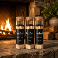 Allumettes en bois avec griffoir intégré dans le bocal en verre, accessoire pour cheminée domestique et utilisation avec bougies parfumées d'intérieur