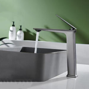 Robinet de lavabo domestique exclusif transfrontalier tout en cuivre, gris anthracite, design minimaliste, pour lavabo de salle de bain sous plan, mitigeur - Product Image 4