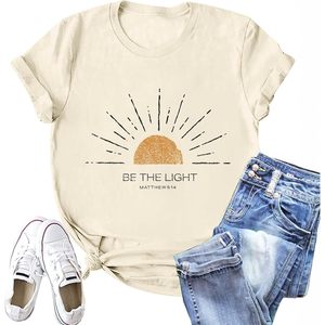 FOXA T-shirt pour femme Be The Light Matthew 5:14 T-shirt graphique 100% coton coupe régulière en jersey respirant - Product Image 1