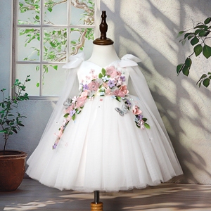 white prom dress Babydoll Short Embroidered Fancy Prom Dress main image 0
