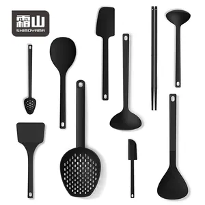 SHIM OYAMA 10PCS Hitze beständiges Antihaft-Nylon-Backgeschirr-Set Küchen-Spatel-Set Werkzeuge mit SS-Innen kern