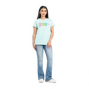 Camiseta Estampada Personalizada para Mujer, Directo de Fábrica, Mezcla de Algodón, Diseño Gráfico, Manga Corta, Marca Privada, Proveedor de Ropa al por Mayor - Product Image 1