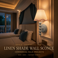 Applique Murale LED Moderne pour Hôtel, Chambre d'Hôtes, avec Abat-jour en Fer et Tissu – Prix Compétitif Direct Usine OEM ODM