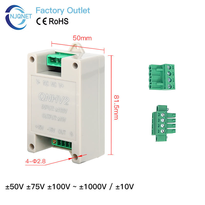 Hall Effect Voltage Transducer QNHV3 AC DC 50V 100V 500V 1000V 4 20mA RS485 10V 5V PT Potential Transformer Voltage Sensor 420mA