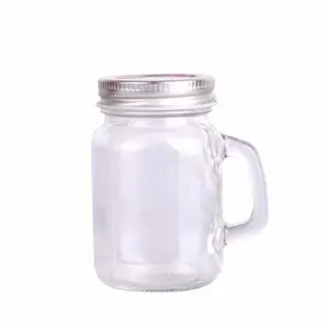 Bán buôn 8oz 16oz Glass Mason Jar với xử lý với nắp và rơm