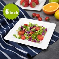 Plateaux à viande de fête en bagasse entièrement biodégradables avec bols couverts et serviettes-Vaisselle d'emballage alimentaire carrée de 8''
